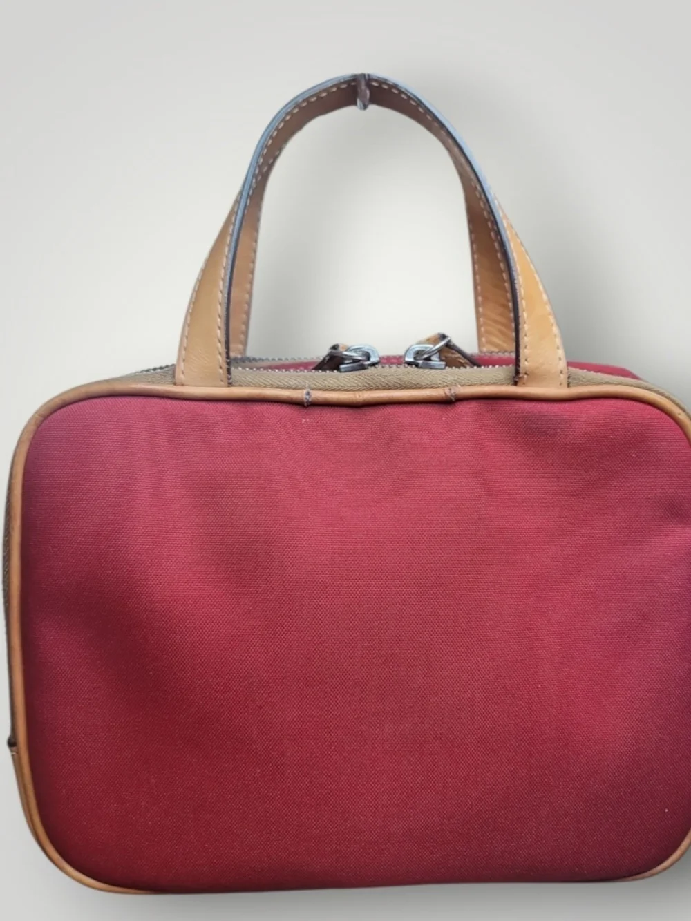 COACH Red Canvas & Leather Small Makeup Toiletry Bag Preloved